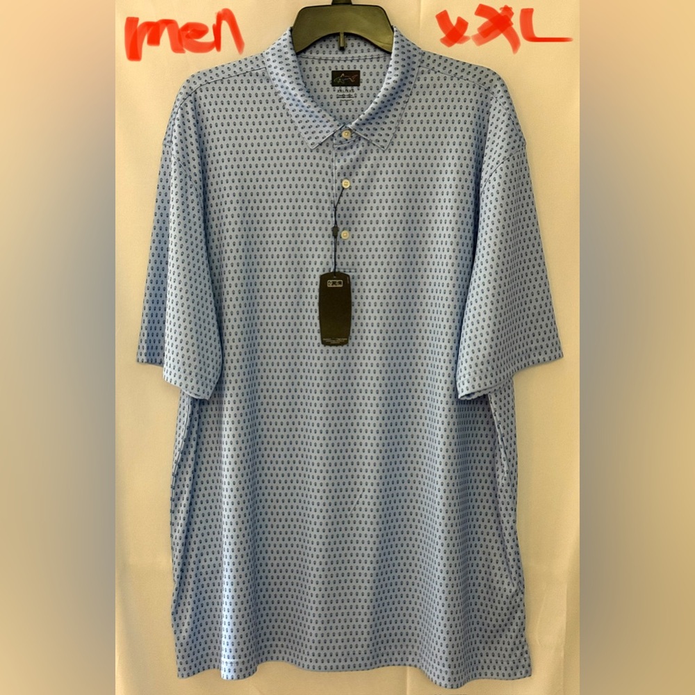 Greg Norman Collection Light Blue Geometric Polo